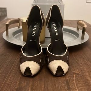 Prada peep toe high heels. Used. In great condition. Size 38/5 in Europe.